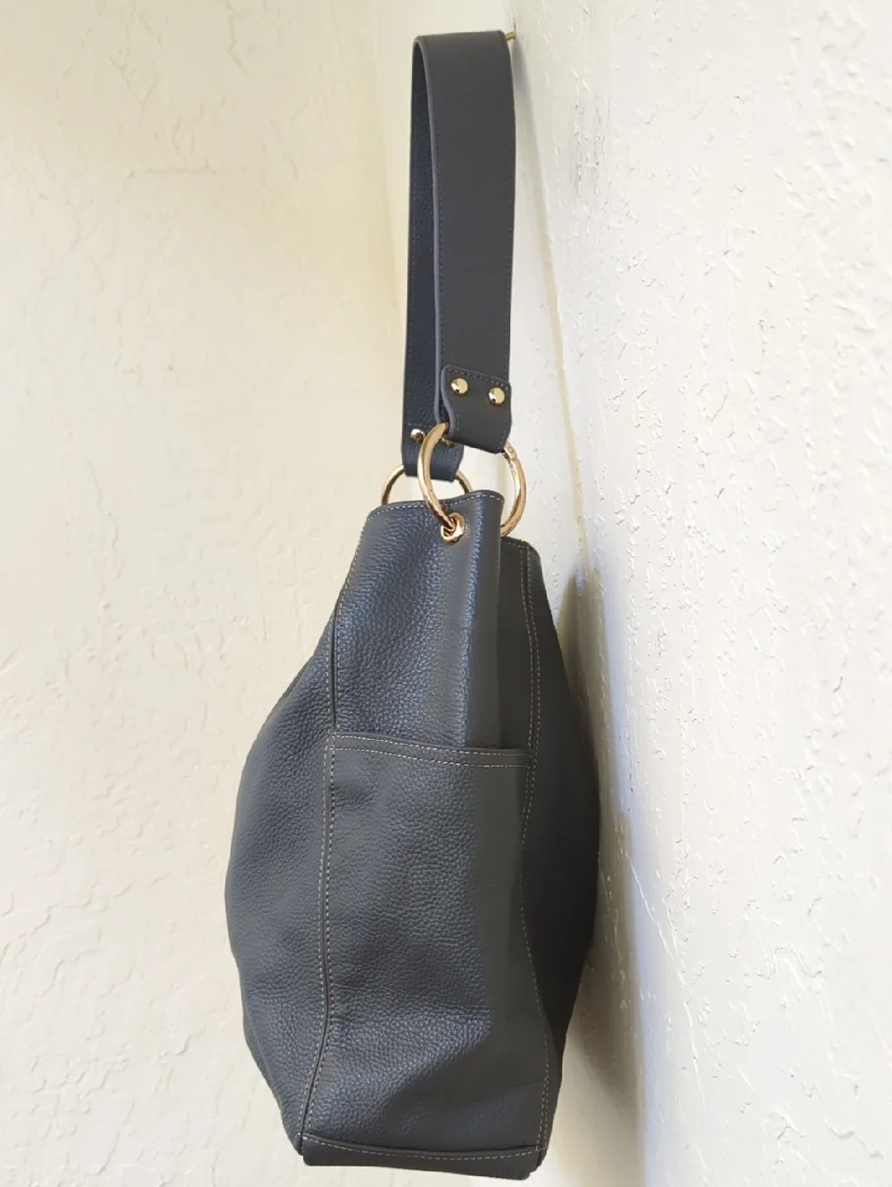 Laggo Gray Julia Leather Tassel Hobo Bag